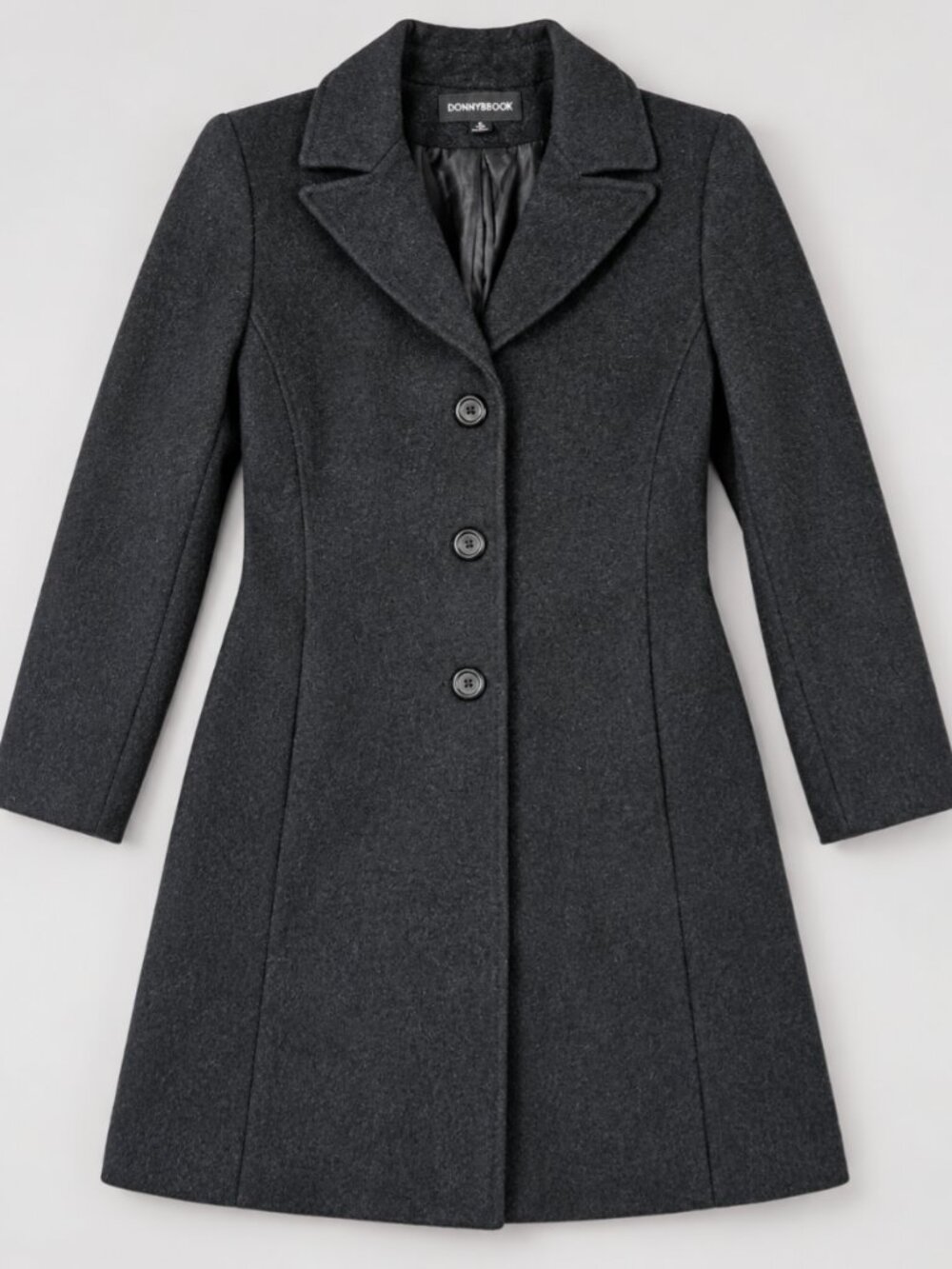 Donnybrook 100% Wool Charcoal Gray Long Tailored Coat Size 6